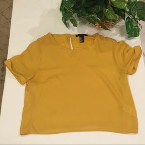 Cuffed-sleeve chiffon top, F21, S